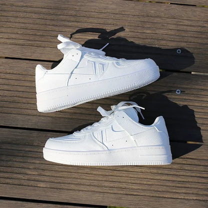 Women Sneakers 2023 Fashion Breathble Vulcanized Shoes Women Pu leather Platform Shoes Women Lace up Casual Shoes White2022