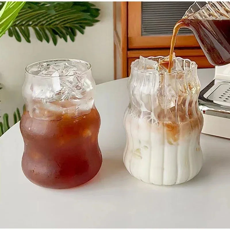 550ml Straws Beer Mugs Transparent Bubble Tea Aesthetic Glass Cups Strawberry Milk Juice Pitcher Coffee Mug Drinkware Cup