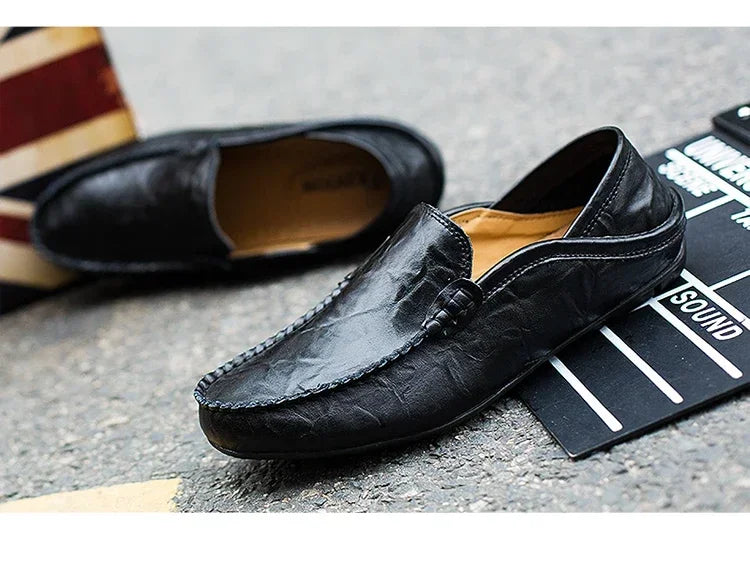 Genuine Leather Men Shoes Casual  Mens Loafers Moccasins Luxury Brand Formal Slip on Male Boat Shoes Zapatos De Hombre