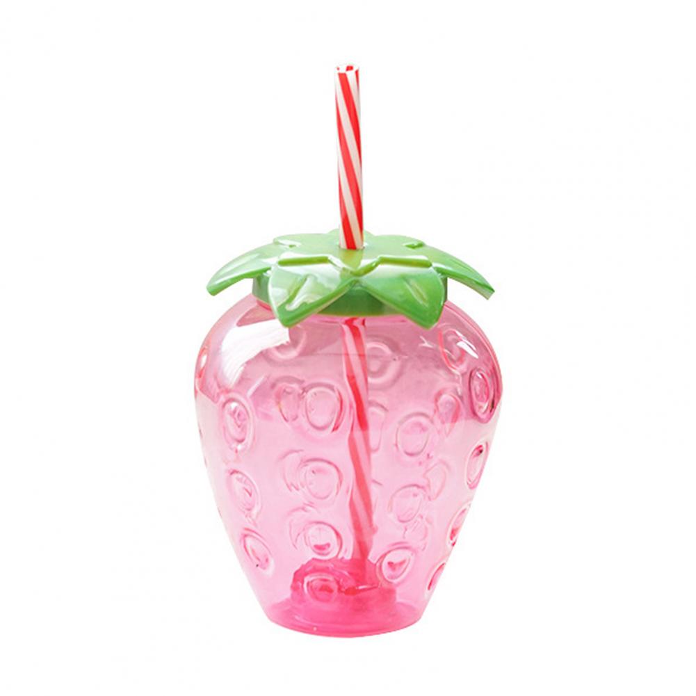 500ml Summer Cute Strawberry Straw Water Bottle Cartoon Food Grade PP Wide Application Milk Coffee Straw Cup Drinkware