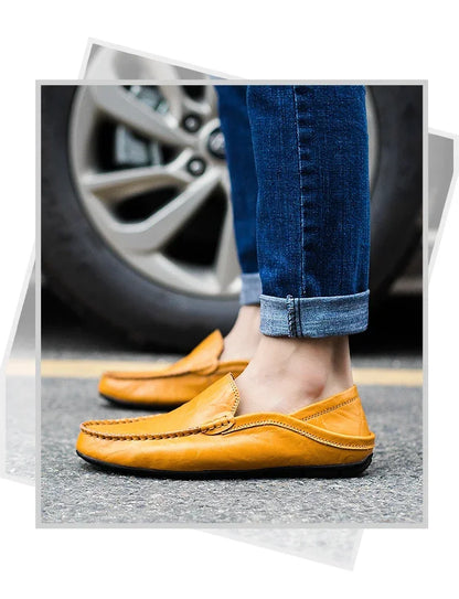 Genuine Leather Men Shoes Casual  Mens Loafers Moccasins Luxury Brand Formal Slip on Male Boat Shoes Zapatos De Hombre