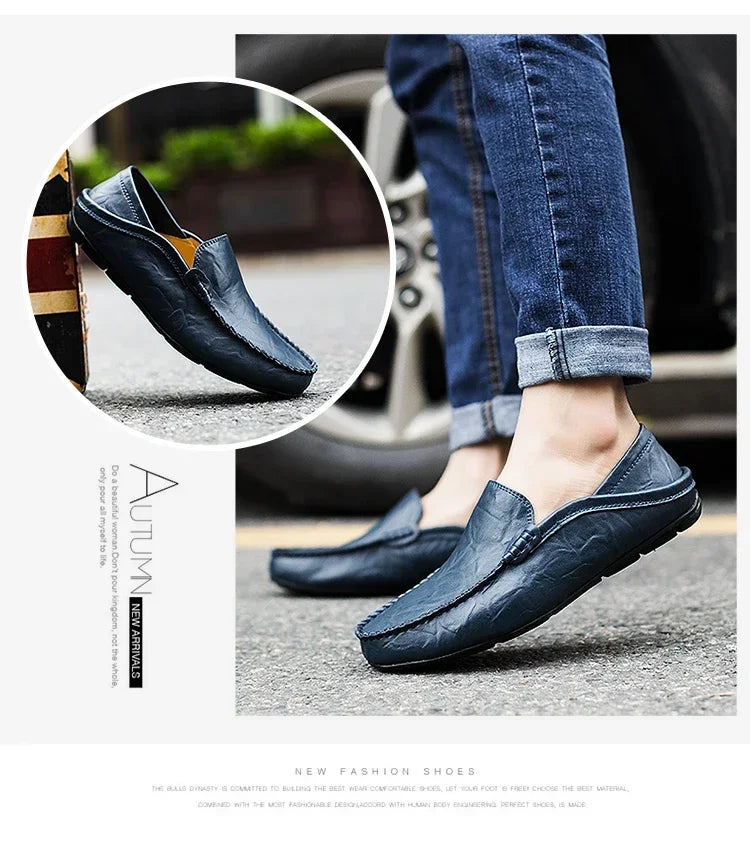 Genuine Leather Men Shoes Casual  Mens Loafers Moccasins Luxury Brand Formal Slip on Male Boat Shoes Zapatos De Hombre