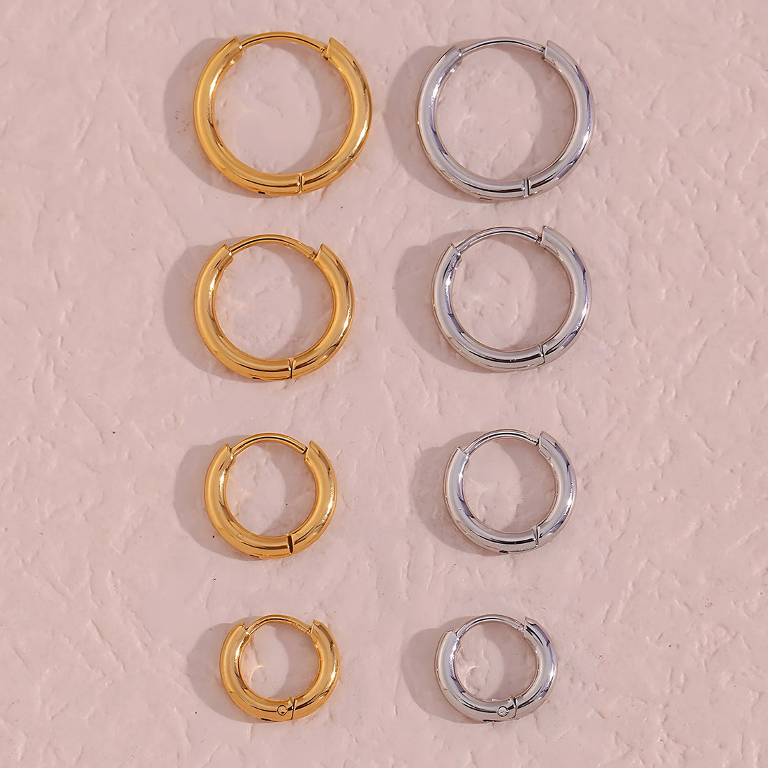 4 pair 8/10/12/14mm Stainless Steel Round Circle Hoop Earrings for Women Tiny Hoops Ear Piercing Loop Ring