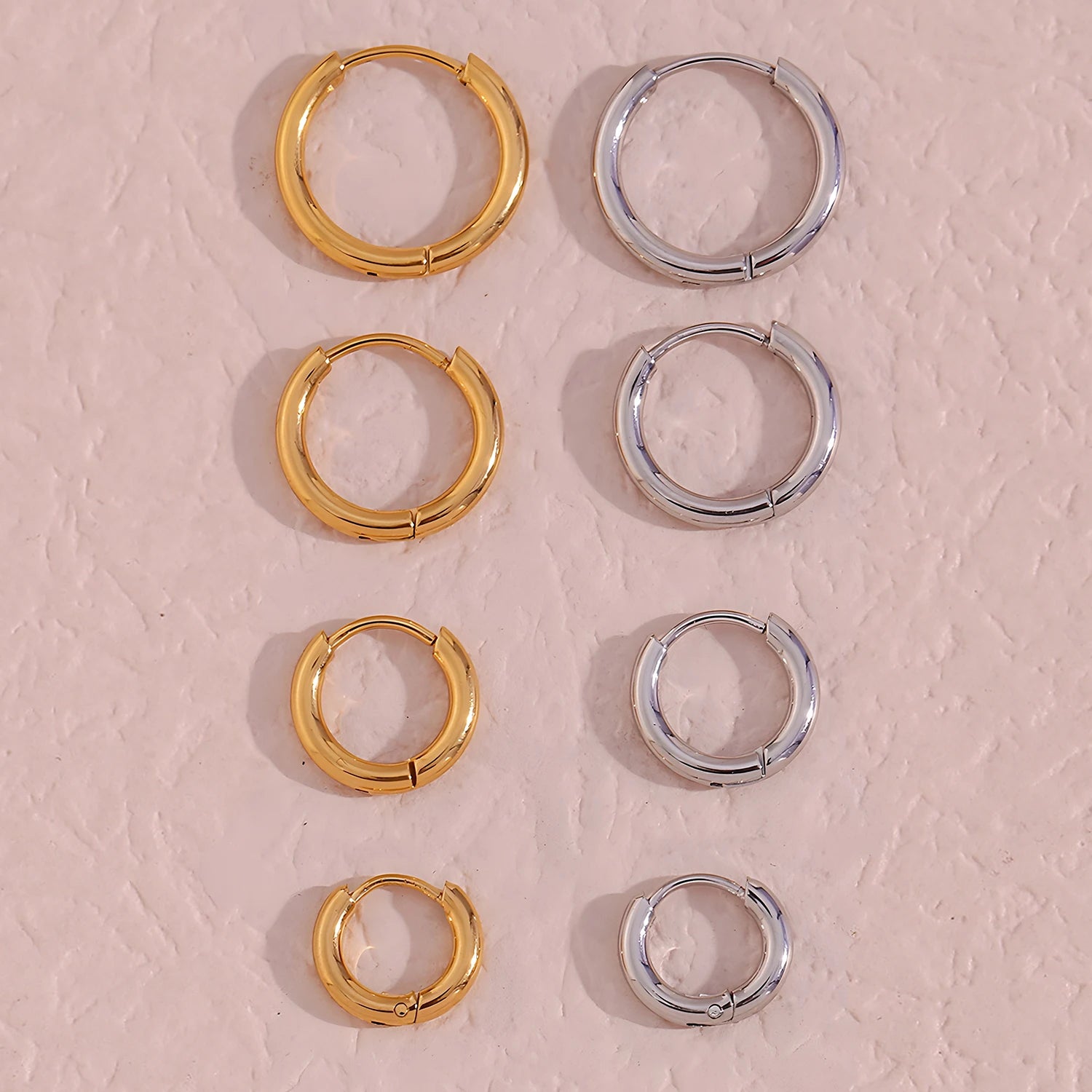 4 pair 8/10/12/14mm Stainless Steel Round Circle Hoop Earrings for Women Tiny Hoops Ear Piercing Loop Ring