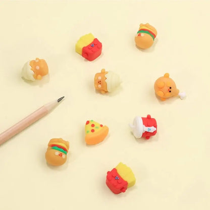 3pcs Elasticity 3D Shape Eraser Traceless Cheese Bear Panda Fast Food Pencil Wiping Eraser Dustless Sharing Packing Mini Eraser