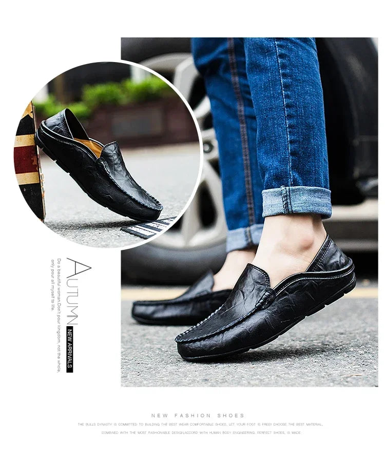 Genuine Leather Men Shoes Casual  Mens Loafers Moccasins Luxury Brand Formal Slip on Male Boat Shoes Zapatos De Hombre