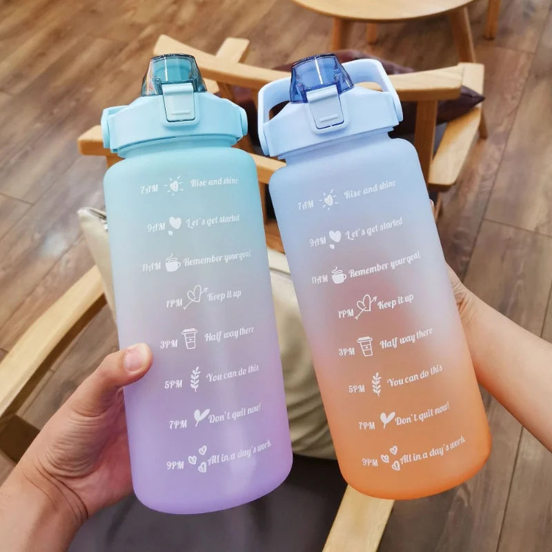 2 Liter Water Bottle with Straw Kids Girls Large Portable Bottles Sports Fitness Cup Summer Cold Water Motivational Water Bottle