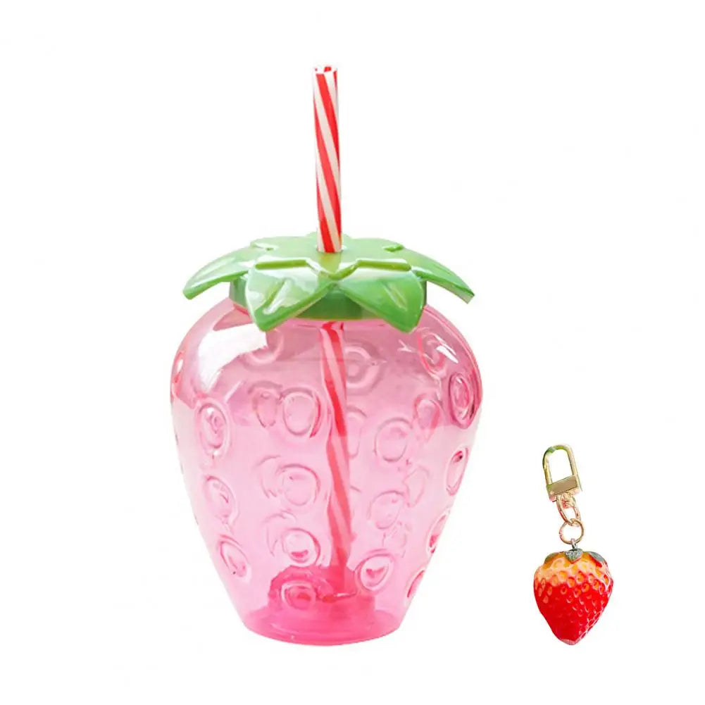 500ml Summer Cute Strawberry Straw Water Bottle Cartoon Food Grade PP Wide Application Milk Coffee Straw Cup Drinkware