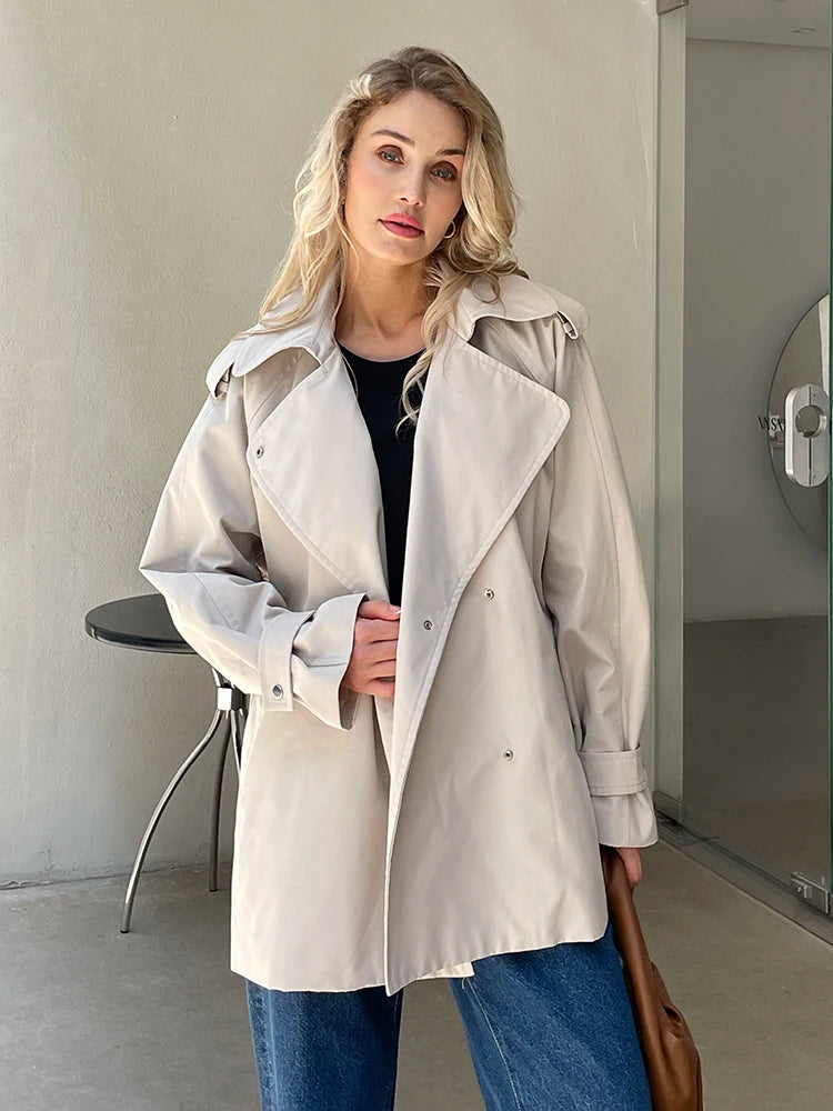 2024 Women Fall / Autumn Cotton Short Trench Jacket and Coat Casual Outerwear