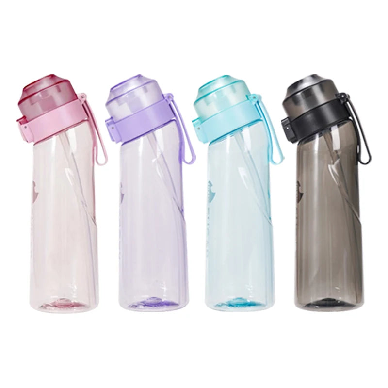 LUSQI Air Flavored Water Bottle With 7 Flavor Ring Sports Fashion Straw Tritan Plastic Cup Suitable for Outdoor Sports Fitness