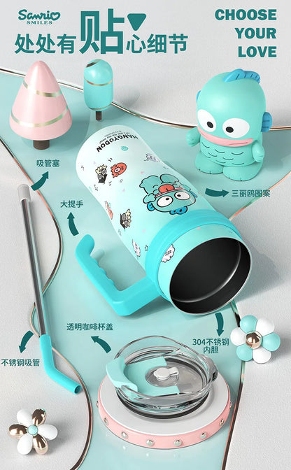 Sanrio Thermos Bottle 1200ml Kuromi Cinnamoroll Sippy Water Cup Vacuum Flask Kawaii Stainless Steel High Capacity Insulated Mug