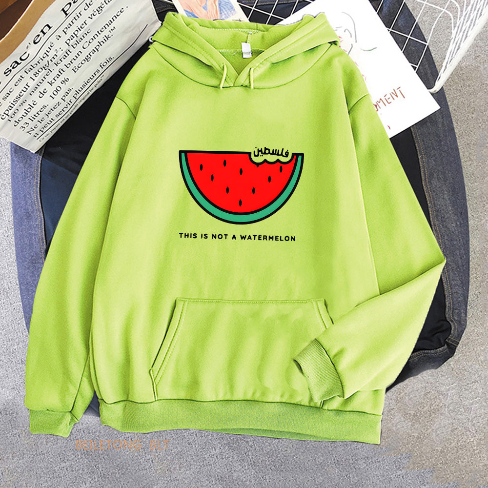 Watermelon PalestineWatermelon Sweatshirts Long Sleeve Women/Men Kawaii Hoodies Winter Fleece Casual Hooded Pullovers Sudadera