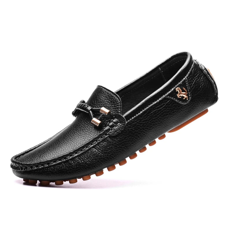 2022 White Loafers Men Handmade Leather Shoes Black Casual Driving Flats Blue Slip-On Moccasins Boat Shoes Plus Size 46 47 48