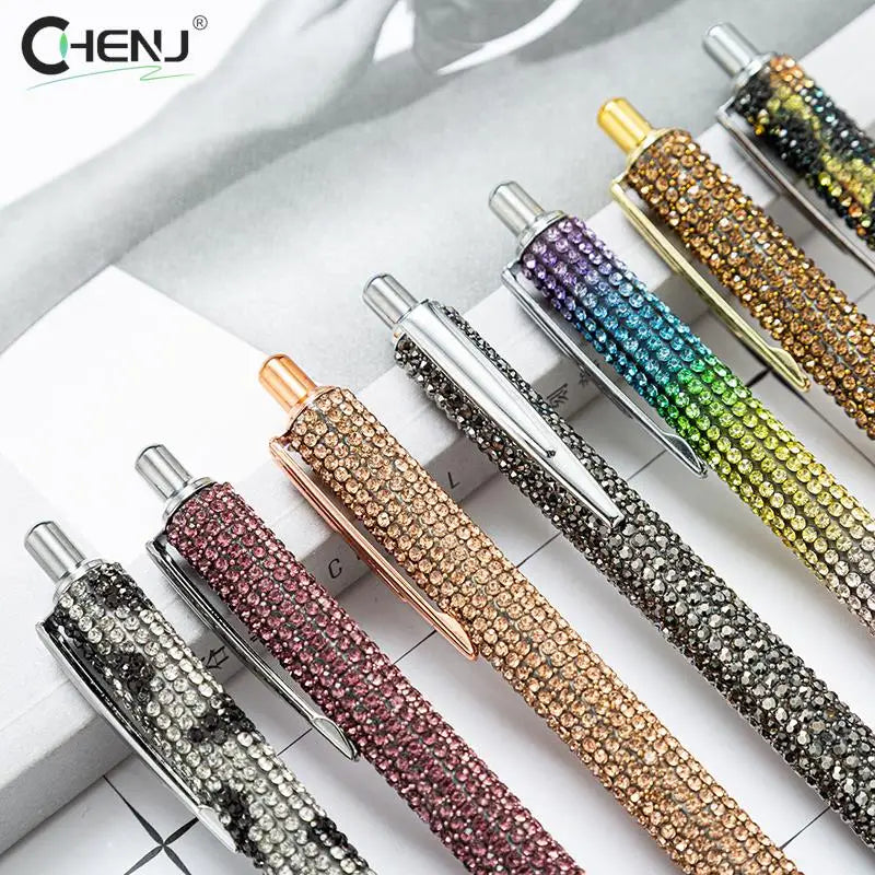 Press Metal Ballpoint Pens Diamond Multi-color Gift Pen Creative Office Supplies Student Stationary Supplies Accessory