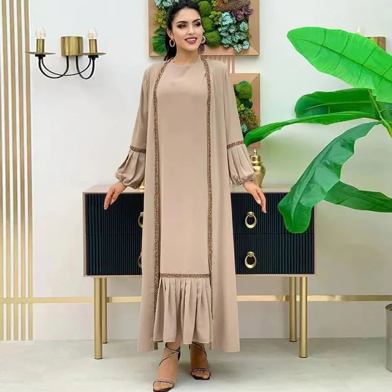 2023 Autumn New Winter Elegant 2 Piece Long Dresses Muslim Fashion Prayer Dress Modest Clothing Islamic Clothing for Women 2XL