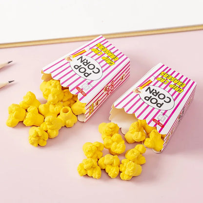 1 pack Ins Novelty Cartoon Popcorn Pencil Eraser Japanese Stationery Kids School Supplies Kawaii Eraser for Girls Student Prizes