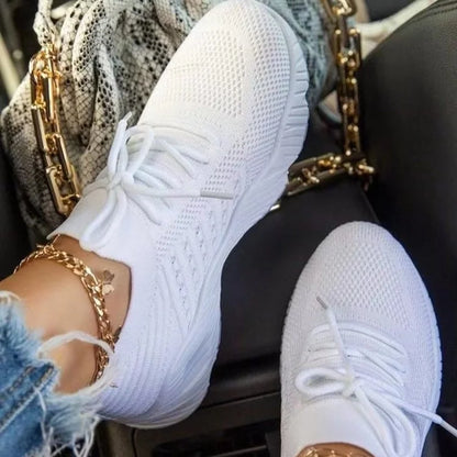 Women Sneakers Lightweight Knitted Shoes Women Casual Flats Shoes Plus Size Female Tennis Shoes Non-Slip Women Sport Shoes