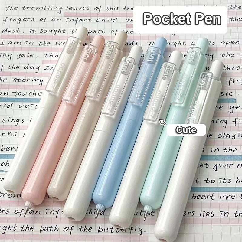 4PCS/Set Cute Pocket Gel Pen 0.5MM Black Refill Gel Ink Pen Mini Portable Writing Pen Quick Dry Neutral Pen School Office Supply