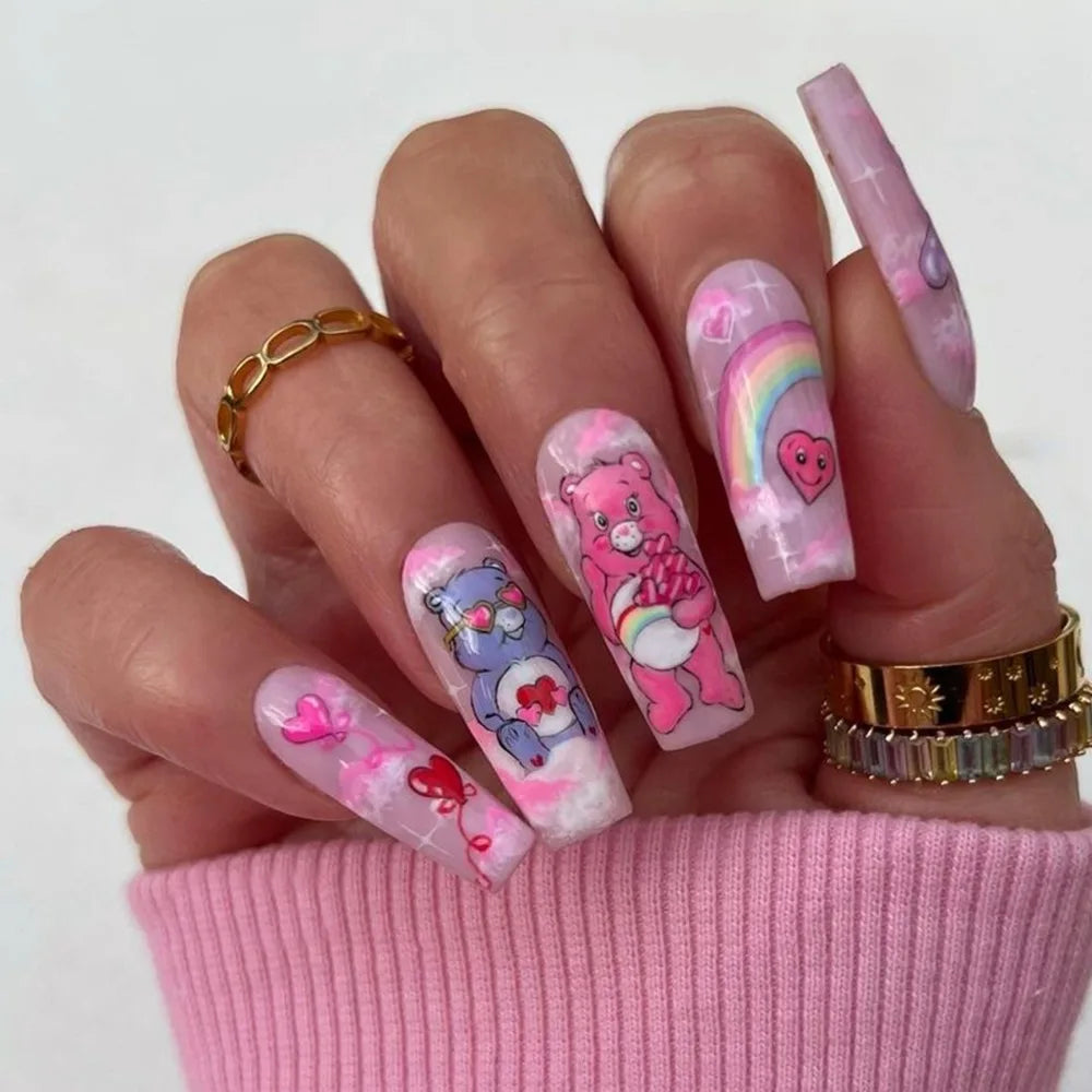 Press on Nails Long Ballet Nails Fashion Valentine&