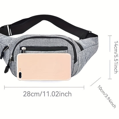 Large Capacity Fanny Pack - Durable, Water-Resistant Nylon Waist Bag for Outdoor Sports &amp; Business Use