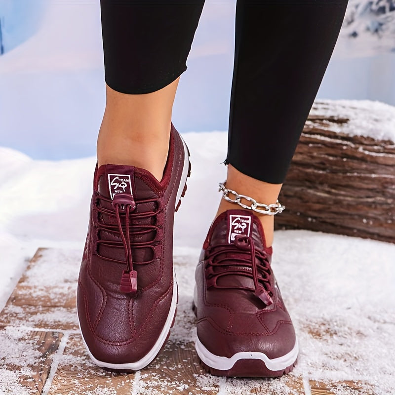 Cozy Winter Snow Sneakers - Soft Microfiber Upper, Plush Flannel Lined, Water-Resistant, Non-Slip Rubber Sole, Comfortable Walking Shoes for Women - Luoyang Brand, All-Season Wear, Ideal for Cold Weather Outings