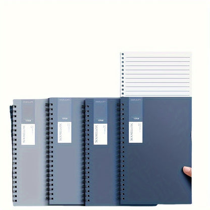 4 Pack of A5 Spiral Bound Notebooks - Student &amp; Office with Minimalist Gradient Blue Combo Style