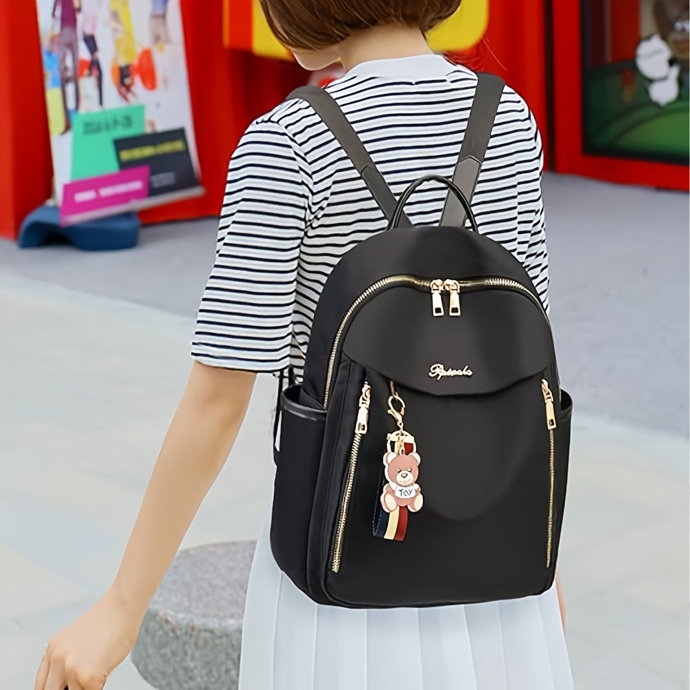 Trendy Backpack for Casual Outings: Lightweight, Oxford Material, Adjustable Shoulder Strap, and Gold-Tone Zippers