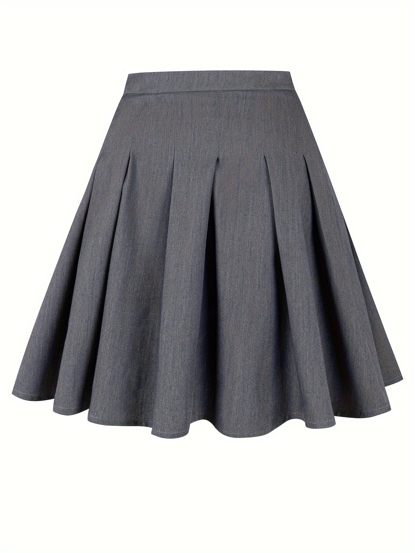 Plus Size Solid Pleated Skirt, Casual Skirt For Spring &amp; Summer, Women&