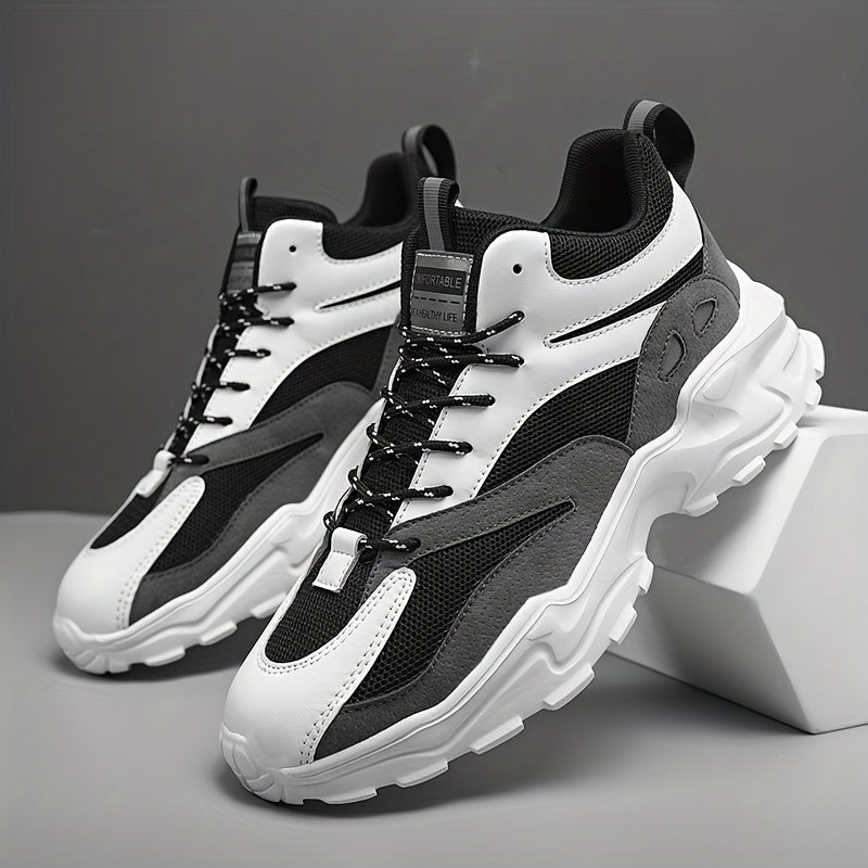 Stylish Chunky Sneakers for Men: Breathable, Shock Absorbing Lace-ups - Perfect for Athletic &amp; Everyday Wear