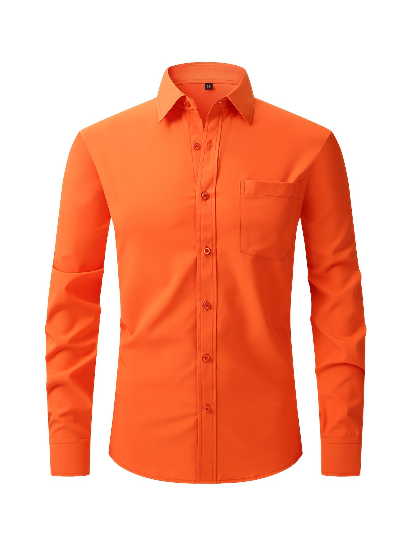 Mens Elegant Turndown Collar Shirt, Male Clothes With Chest Pocket For Spring And Summer, Business And Formal Occasions