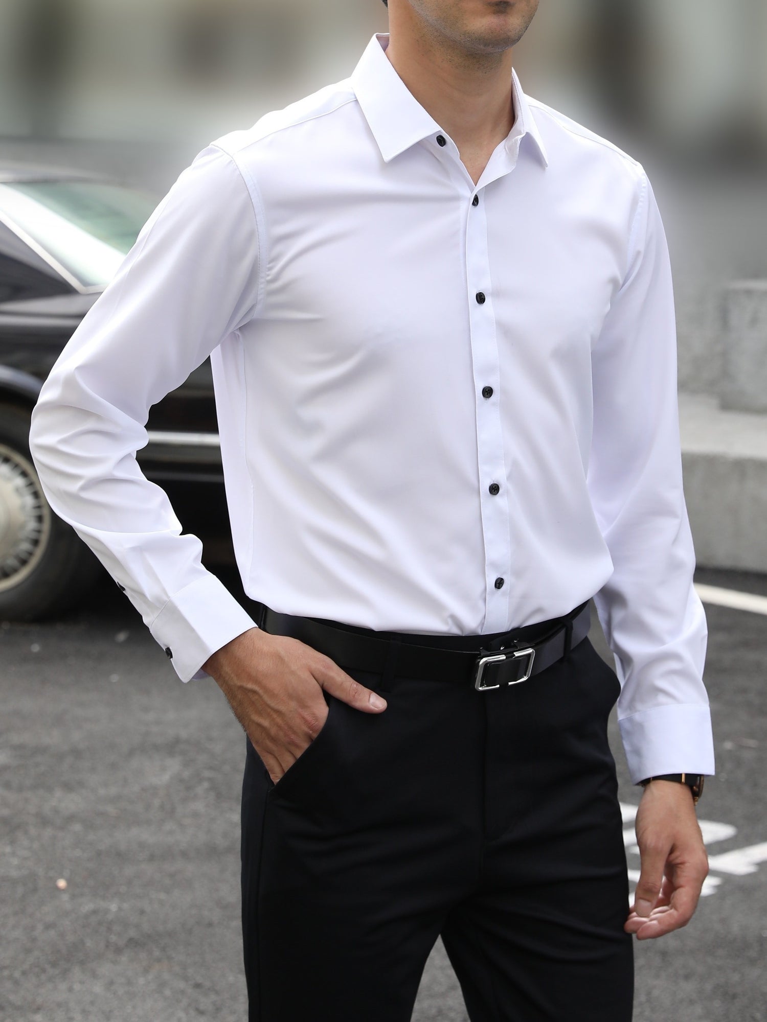 Mens Classic Long Sleeve Formal Shirt - Timeless Button-Up Design for Business Occasions, Weddings, and Special Events - Perfect Gift for Stylish Men