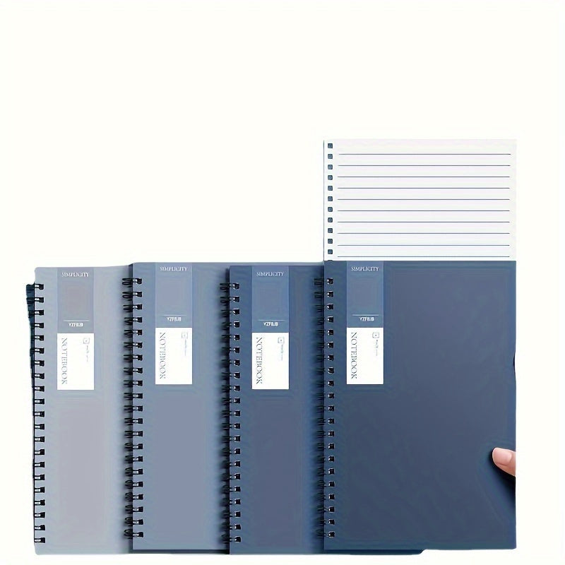 4 Pack of A5 Spiral Bound Notebooks - Student &amp; Office with Minimalist Gradient Blue Combo Style