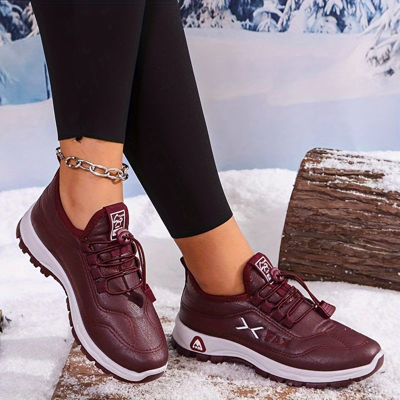 Cozy Winter Snow Sneakers - Soft Microfiber Upper, Plush Flannel Lined, Water-Resistant, Non-Slip Rubber Sole, Comfortable Walking Shoes for Women - Luoyang Brand, All-Season Wear, Ideal for Cold Weather Outings