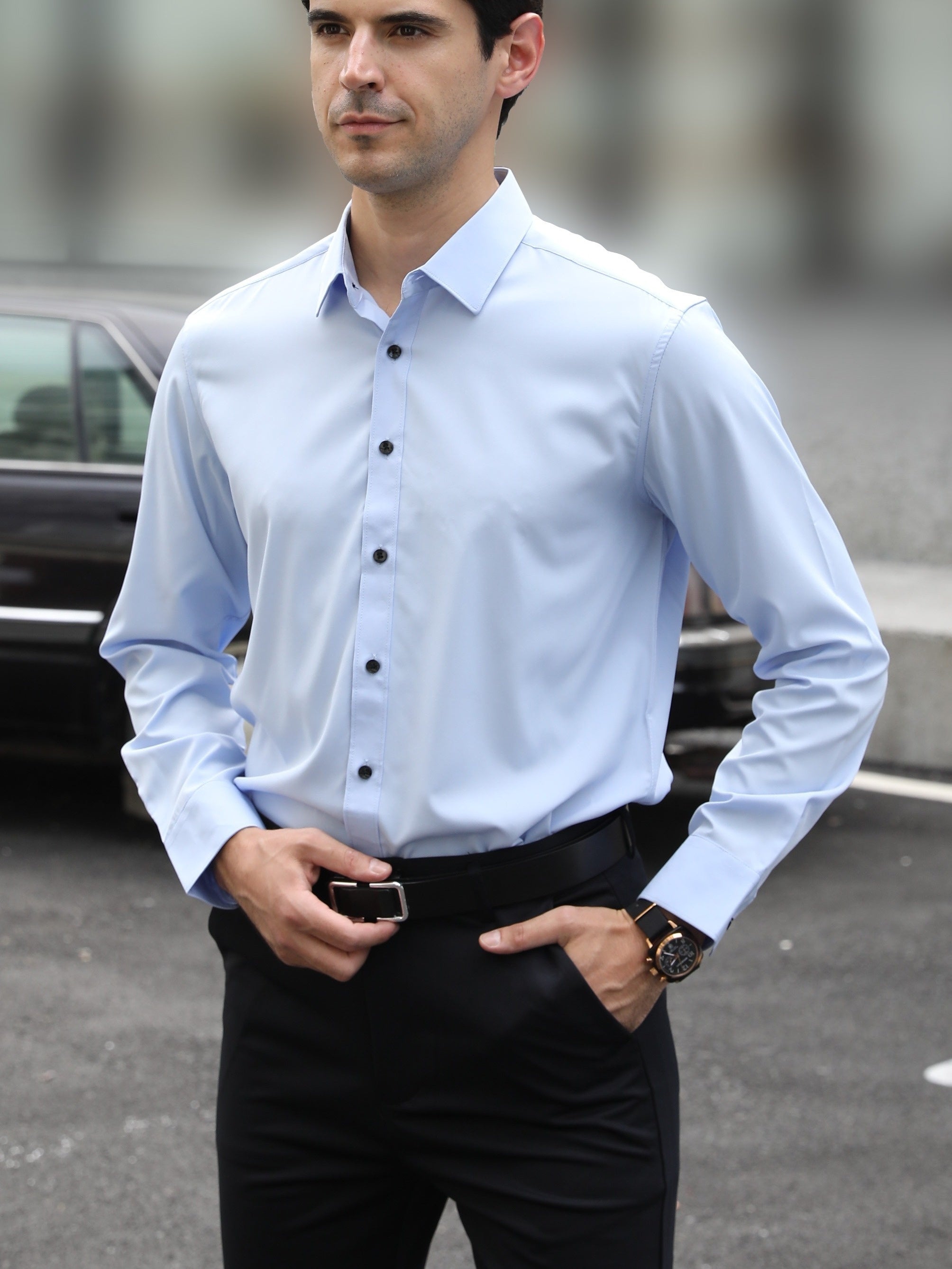 Mens Classic Long Sleeve Formal Shirt - Timeless Button-Up Design for Business Occasions, Weddings, and Special Events - Perfect Gift for Stylish Men