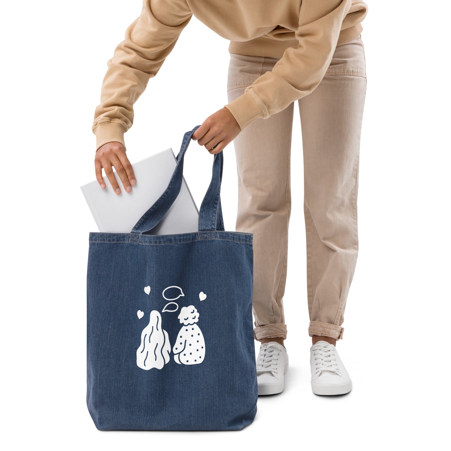 Organic denim tote bag