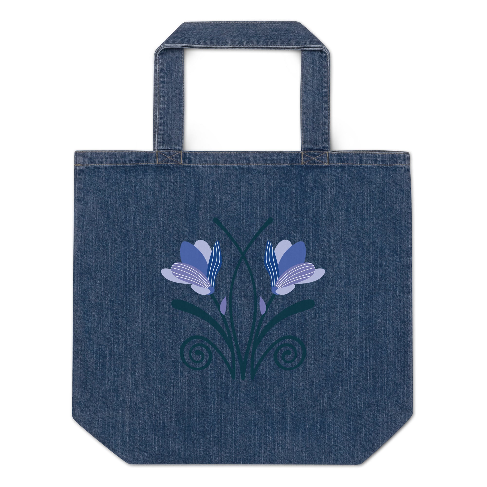 Organic denim tote bag