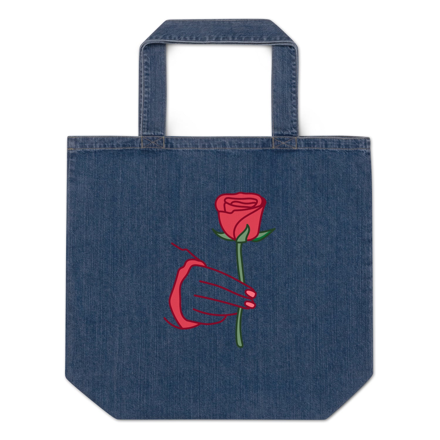 Organic denim tote bag