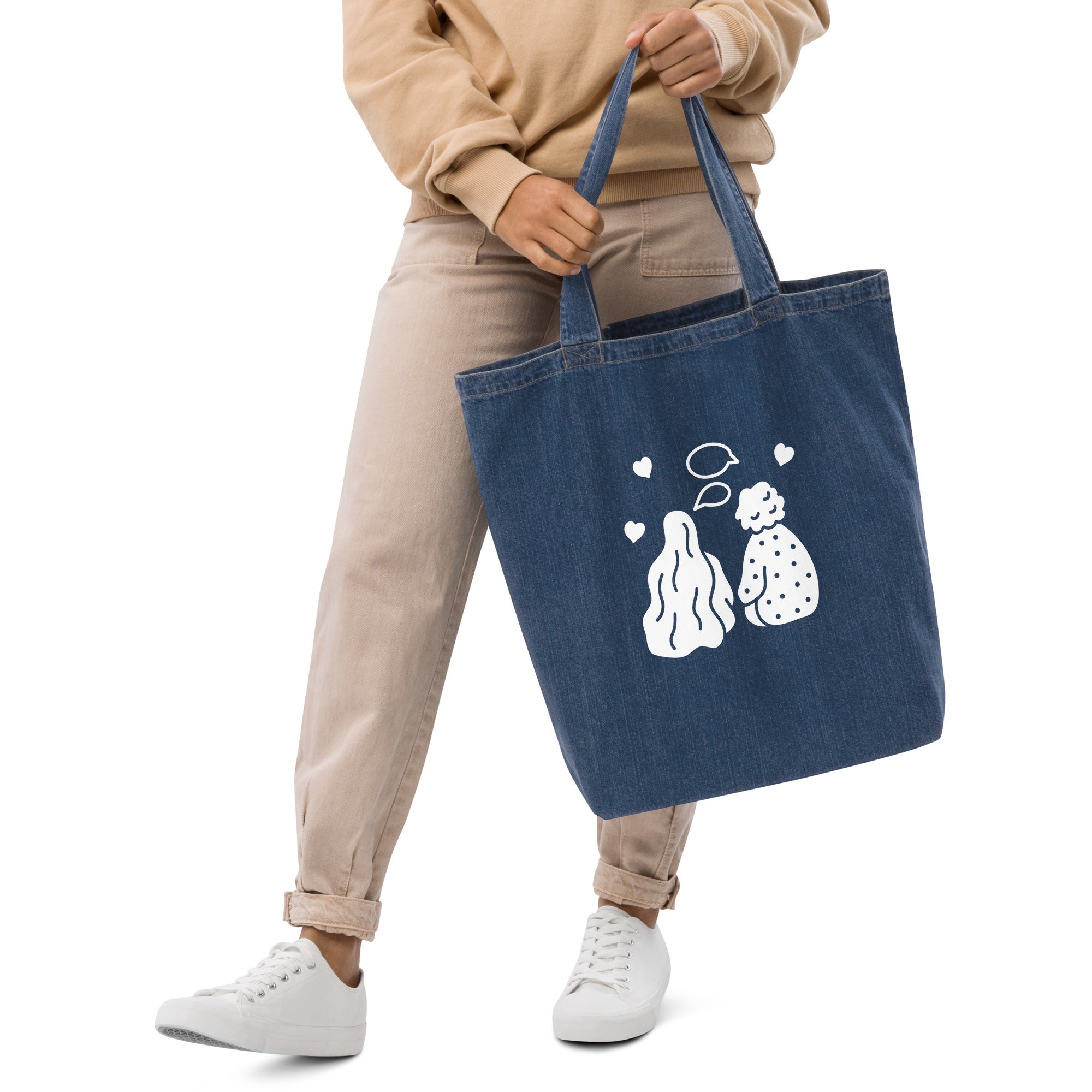 Organic denim tote bag