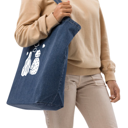 Organic denim tote bag