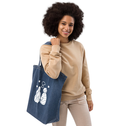 Organic denim tote bag